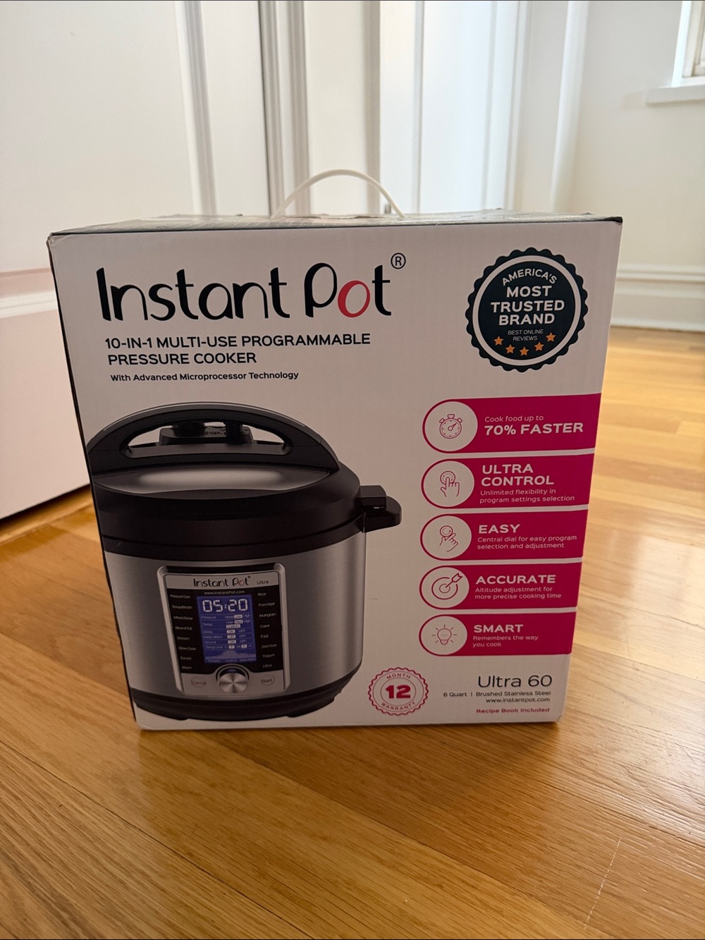 NIB Instant Pot Ultra 60 Multi-Use Programmable Pressure Cooker - Silver & Black